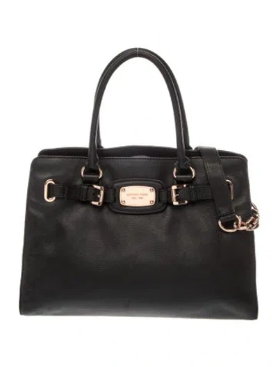 Pre-owned Michael Kors Leather Top Handle Bag In Black