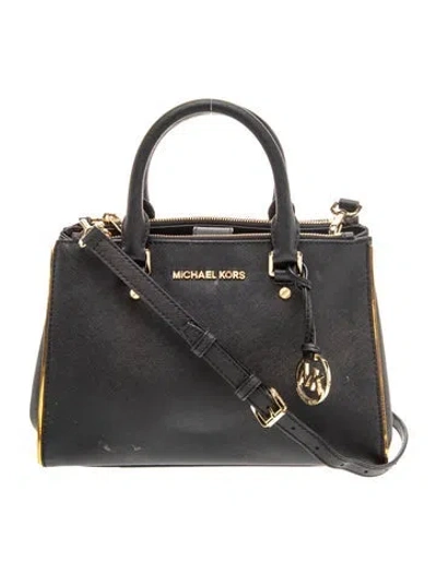 Pre-owned Michael Kors Leather Top Handle Bag In Black