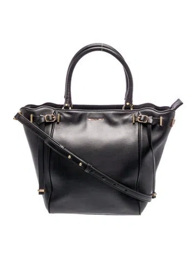 Pre-owned Michael Kors Leather Top Handle Bag In Black