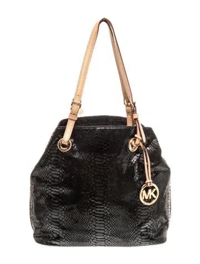 Pre-owned Michael Kors Leather Top Handle Bag In Black