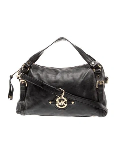 Pre-owned Michael Kors Leather Top Handle Bag In Black