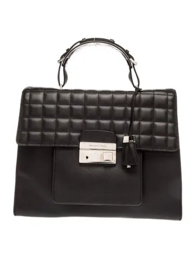 Pre-owned Michael Kors Leather Top Handle Bag In Black