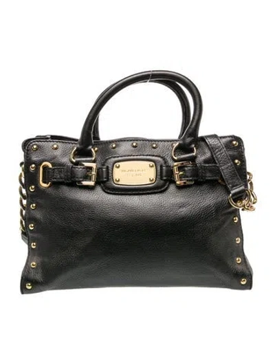 Pre-owned Michael Kors Leather Top Handle Bag In Black