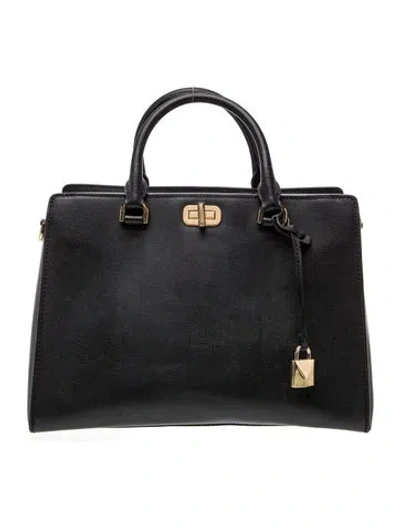 Pre-owned Michael Kors Leather Top Handle Bag In Black