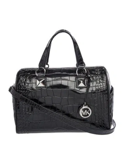 Pre-owned Michael Kors Leather Top Handle Bag In Black