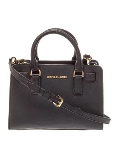 Pre-owned Michael Kors Leather Top Handle Bag In Black