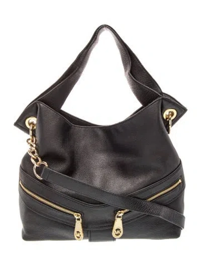 Pre-owned Michael Kors Leather Top Handle Bag In Black