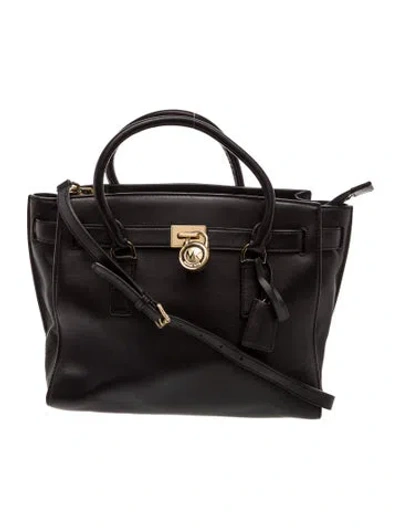 Pre-owned Michael Kors Leather Top Handle Bag In Black