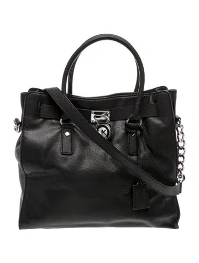 Pre-owned Michael Kors Leather Top Handle Bag In Black