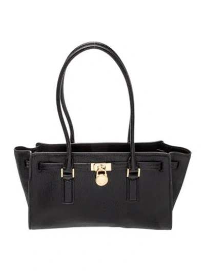 Pre-owned Michael Kors Leather Top Handle Bag In Black