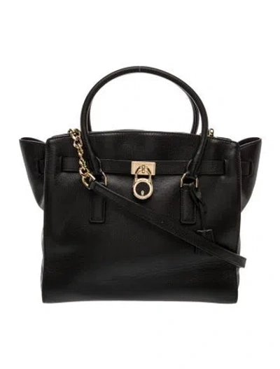 Pre-owned Michael Kors Leather Top Handle Bag In Black