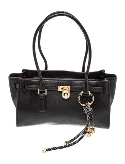 Pre-owned Michael Kors Leather Top Handle Bag In Black