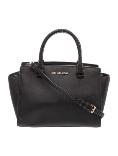 Pre-owned Michael Kors Leather Top Handle Bag In Black