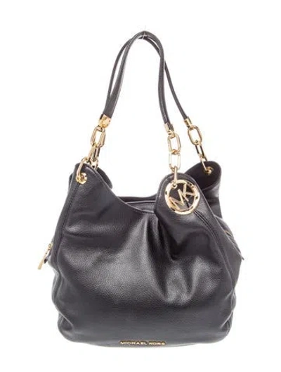 Pre-owned Michael Kors Leather Top Handle Bag In Black