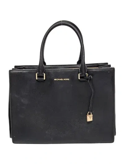 Pre-owned Michael Kors Leather Top Handle Bag In Black
