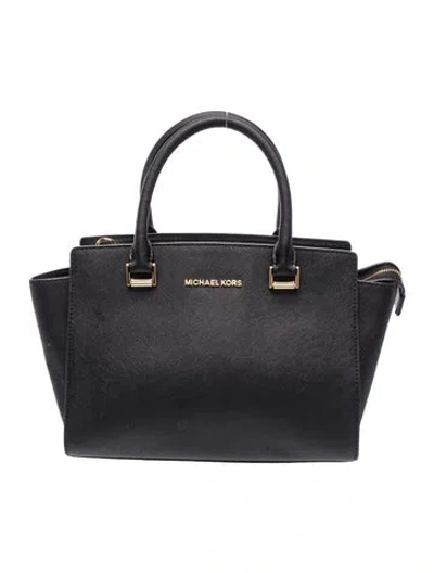 Pre-owned Michael Kors Leather Top Handle Bag In Black