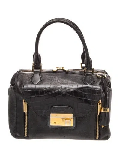 Pre-owned Michael Kors Leather Top Handle Bag In Black