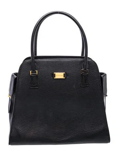 Pre-owned Michael Kors Leather Top Handle Bag In Black