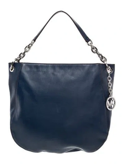 Pre-owned Michael Kors Leather Top Handle Bag In Blue