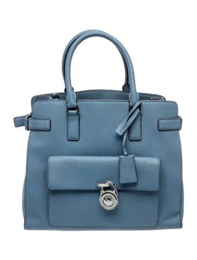 Pre-owned Michael Kors Leather Top Handle Bag In Blue
