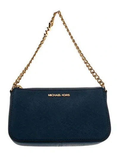 Pre-owned Michael Kors Leather Top Handle Bag In Blue