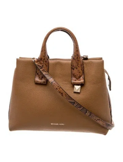 Pre-owned Michael Kors Leather Top Handle Bag In Brown