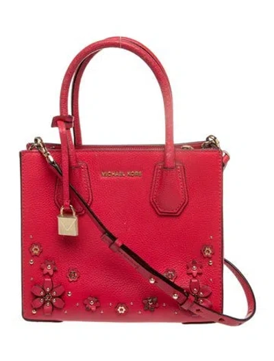Pre-owned Michael Kors Leather Top Handle Bag In Burgundy