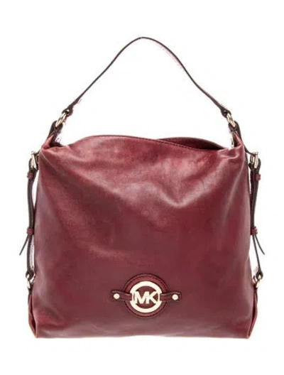 Pre-owned Michael Kors Leather Top Handle Bag In Burgundy