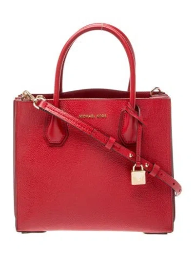 Pre-owned Michael Kors Leather Top Handle Bag In Burgundy