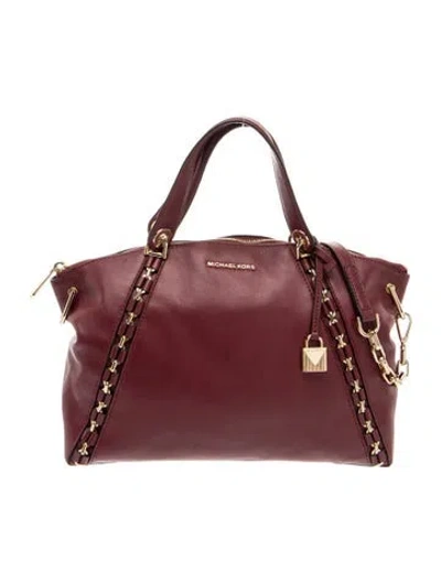 Pre-owned Michael Kors Leather Top Handle Bag In Burgundy