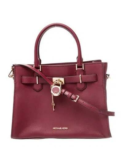 Pre-owned Michael Kors Leather Top Handle Bag In Burgundy