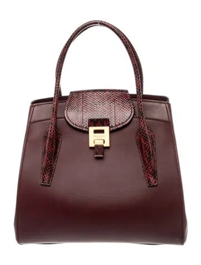 Pre-owned Michael Kors Leather Top Handle Bag In Burgundy