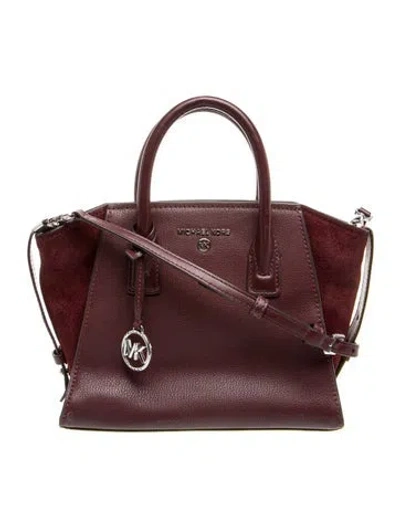 Pre-owned Michael Kors Leather Top Handle Bag In Burgundy