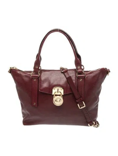 Pre-owned Michael Kors Leather Top Handle Bag In Burgundy
