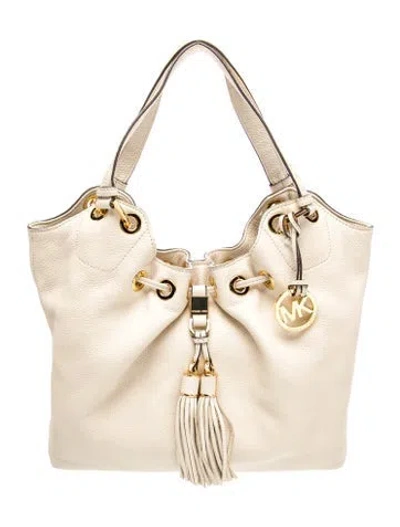 Pre-owned Michael Kors Leather Top Handle Bag In Gold