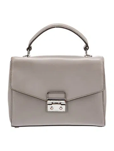Pre-owned Michael Kors Leather Top Handle Bag In Gray