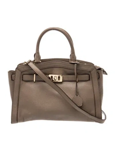 Pre-owned Michael Kors Leather Top Handle Bag In Gray