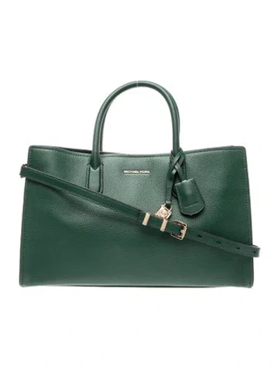 Pre-owned Michael Kors Leather Top Handle Bag In Green