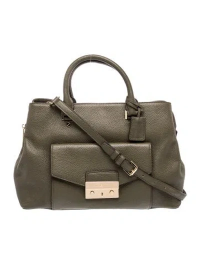 Pre-owned Michael Kors Leather Top Handle Bag In Green