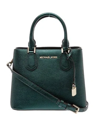 Pre-owned Michael Kors Leather Top Handle Bag In Green