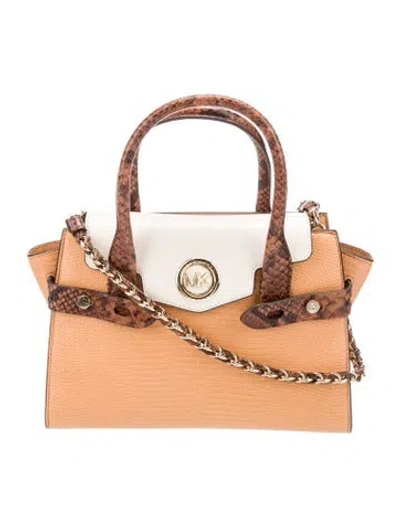 Pre-owned Michael Kors Leather Top Handle Bag In Neutral