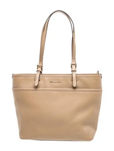 Pre-owned Michael Kors Leather Top Handle Bag In Neutral