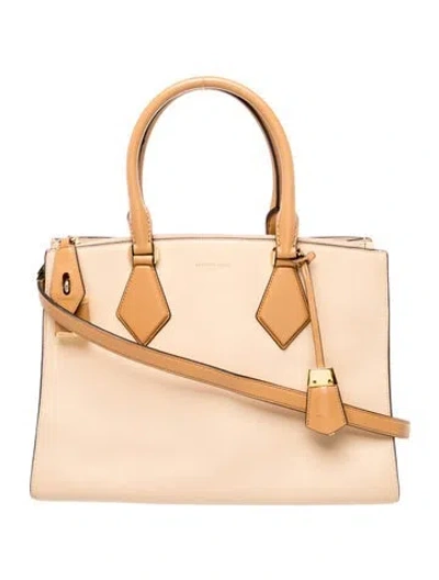 Pre-owned Michael Kors Leather Top Handle Bag In Neutral