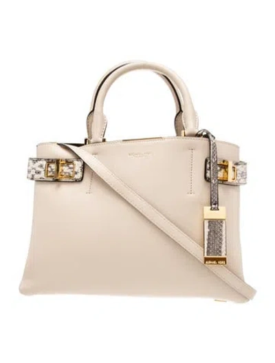 Pre-owned Michael Kors Leather Top Handle Bag In Neutral