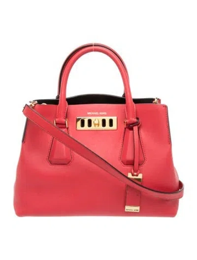 Pre-owned Michael Kors Leather Top Handle Bag In Red