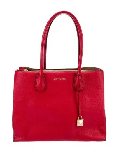 Pre-owned Michael Kors Leather Top Handle Bag In Red