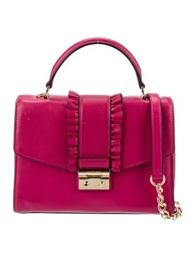 Pre-owned Michael Kors Leather Top Handle Bag In Red