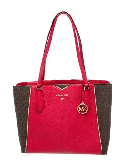 Pre-owned Michael Kors Leather Top Handle Bag In Red