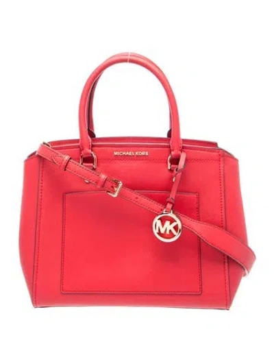 Pre-owned Michael Kors Leather Top Handle Bag In Red