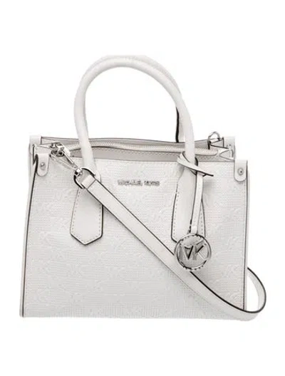 Pre-owned Michael Kors Leather Top Handle Bag In White